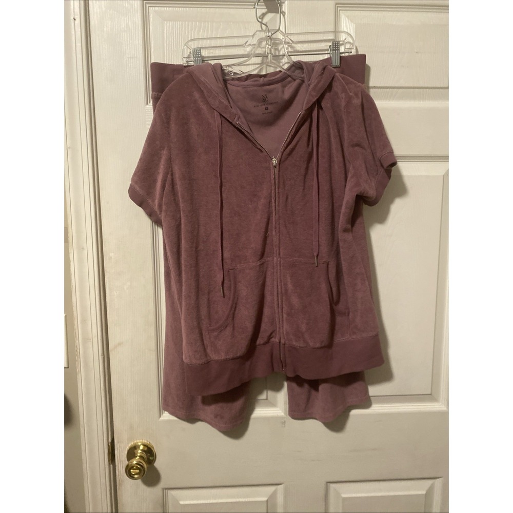 Vtg Y2K Ny & Co Plum Purple 2 Piece SST Crop Tracksuit  -Sz XL